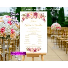 Blush Wedding Program Sign,Gold Wedding Welcome sign with program,(31kw)